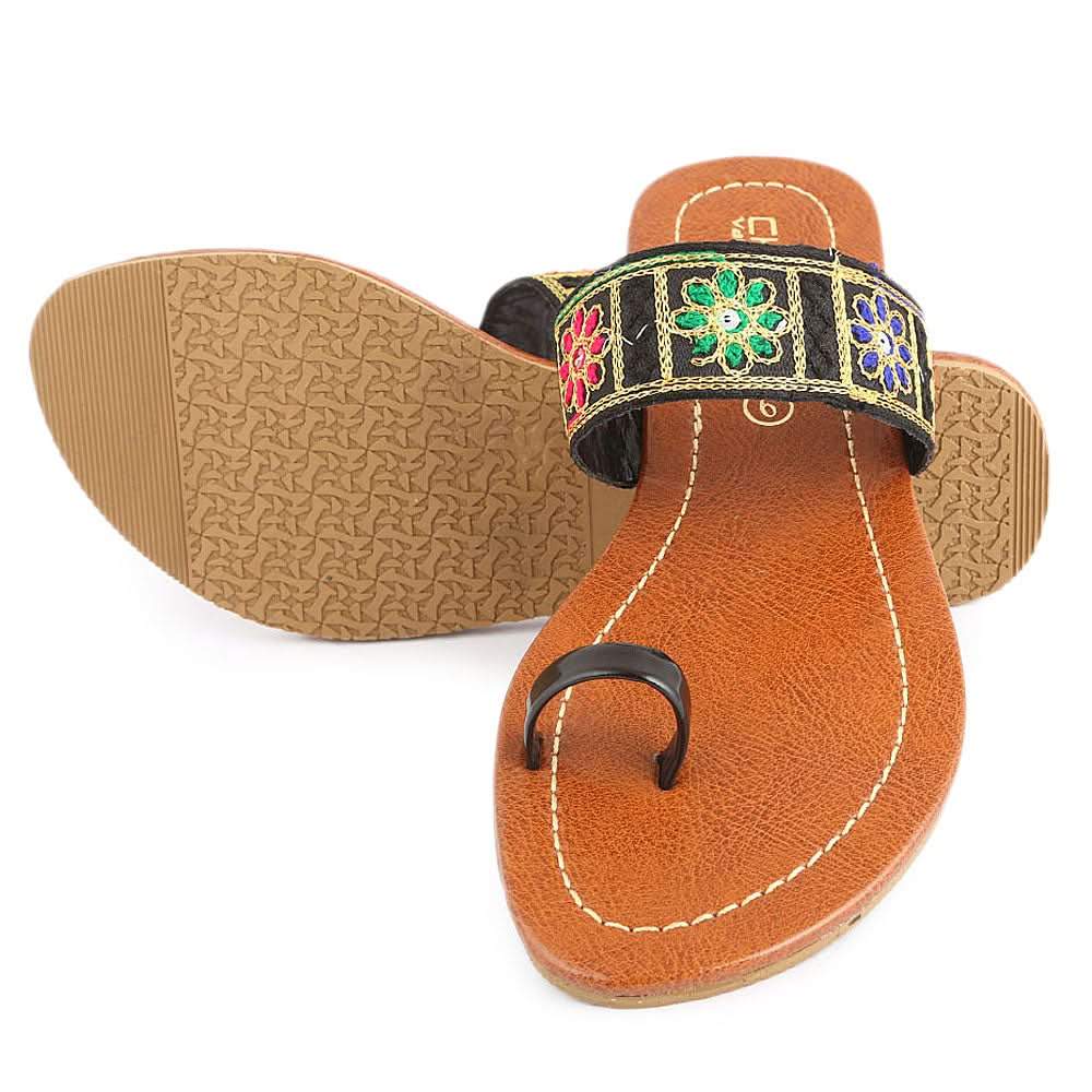 Women's Embroidery Slipper (SA-012) - Black - test-store-for-chase-value