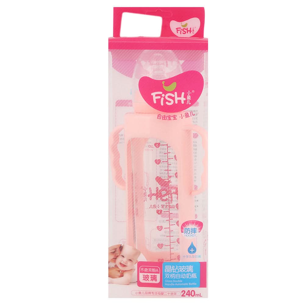 Fish Resistant Glass Feeding Bottle 240ml - Peach, Kids, Feeding Supplies, Chase Value, Chase Value
