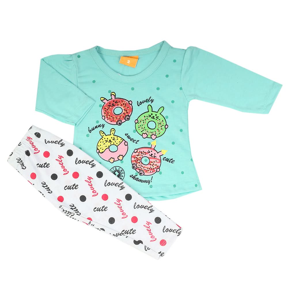 Newborn Girls Full Sleeves Suit - Cyan, Newborn Girls Sets & Suits, Chase Value, Chase Value