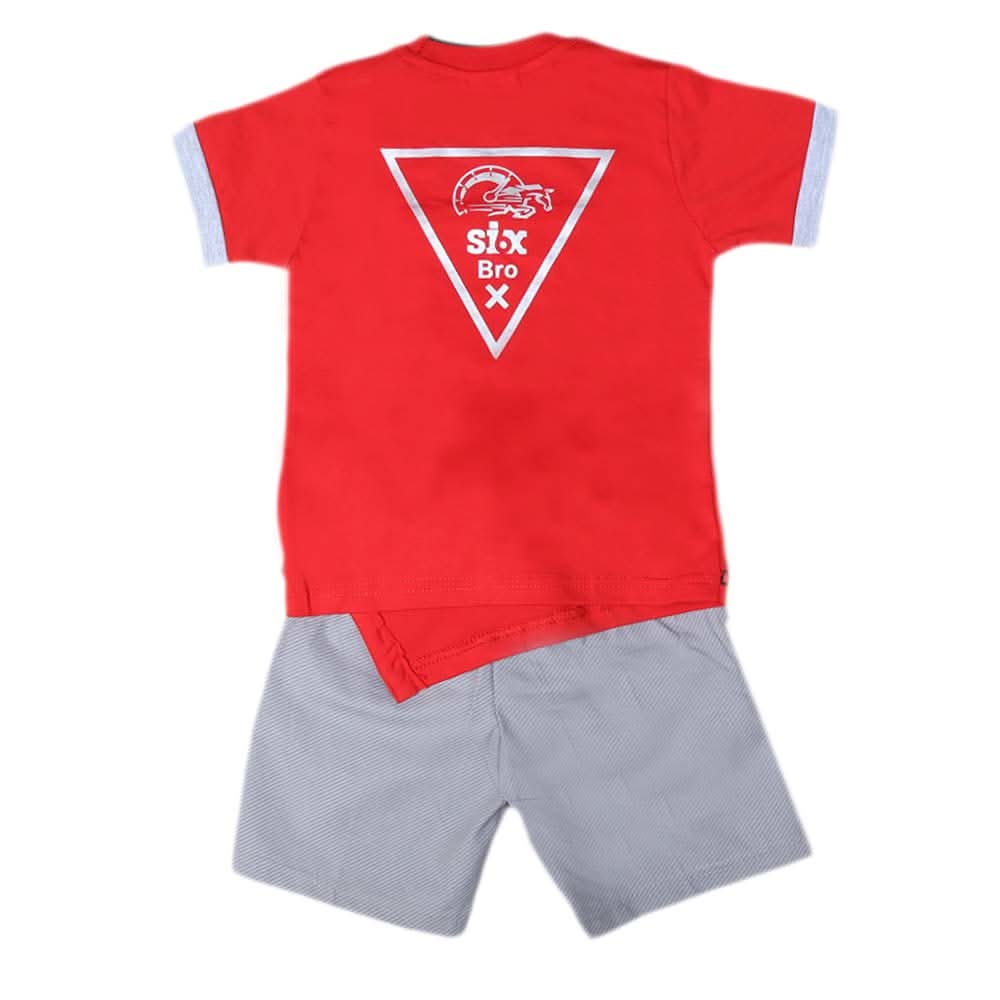 Boys Half Sleeves Suit 6B-02 - Red, Kids, Boys Sets And Suits, Chase Value, Chase Value