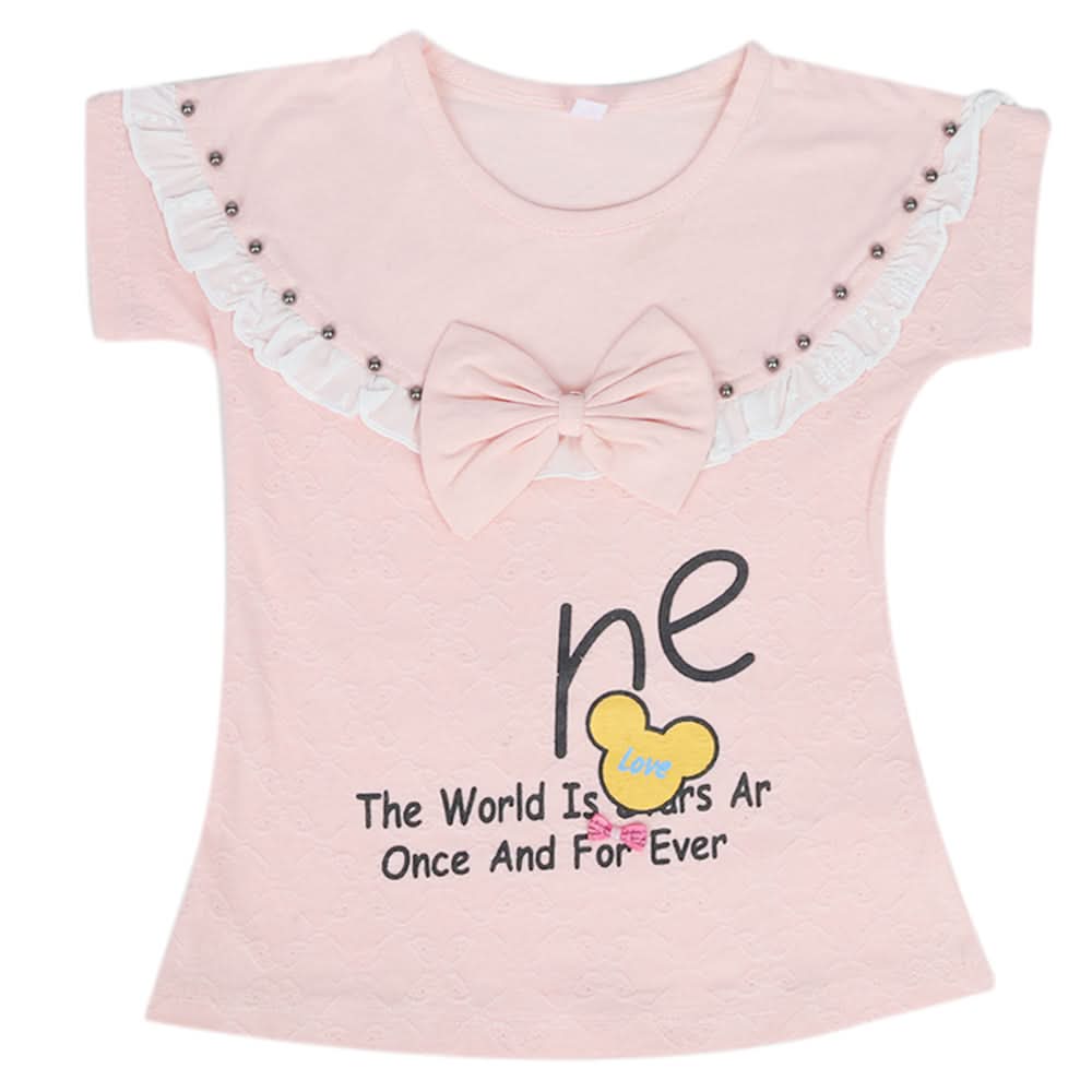 Girls Half Sleeves T-Shirt - Pink, Kids, Girls T-Shirts, Chase Value, Chase Value
