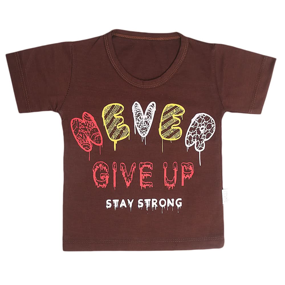Boys Half Sleeves T-Shirt  - Brown, Kids, Boys T-Shirts, Chase Value, Chase Value