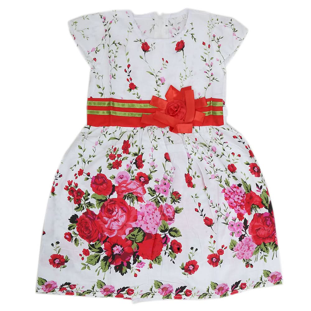 Girls Cotton Frock - Red, Kids, Girls Frocks, Chase Value, Chase Value