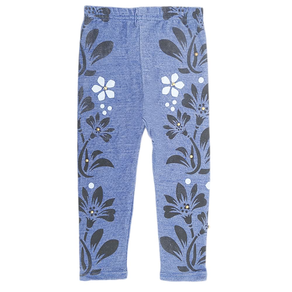 Girls Denim Printed Tight - Blue, Kids, Tights Leggings And Pajama, Chase Value, Chase Value