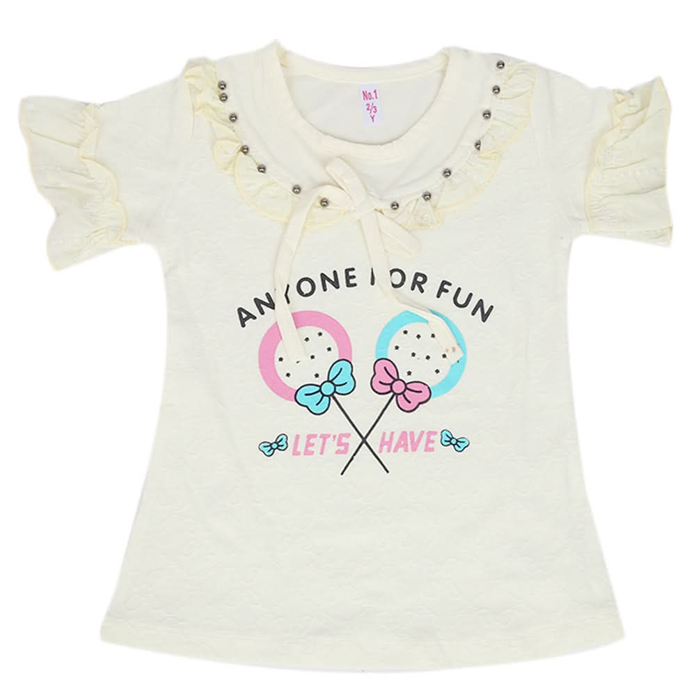 Girls Half Sleeves T-Shirt - Lemon, Kids, Girls T-Shirts, Chase Value, Chase Value