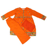 Girls Embroidered Cotton Suit 3 Pcs - Orange, Kids, Girls Sets And Suits, Chase Value, Chase Value