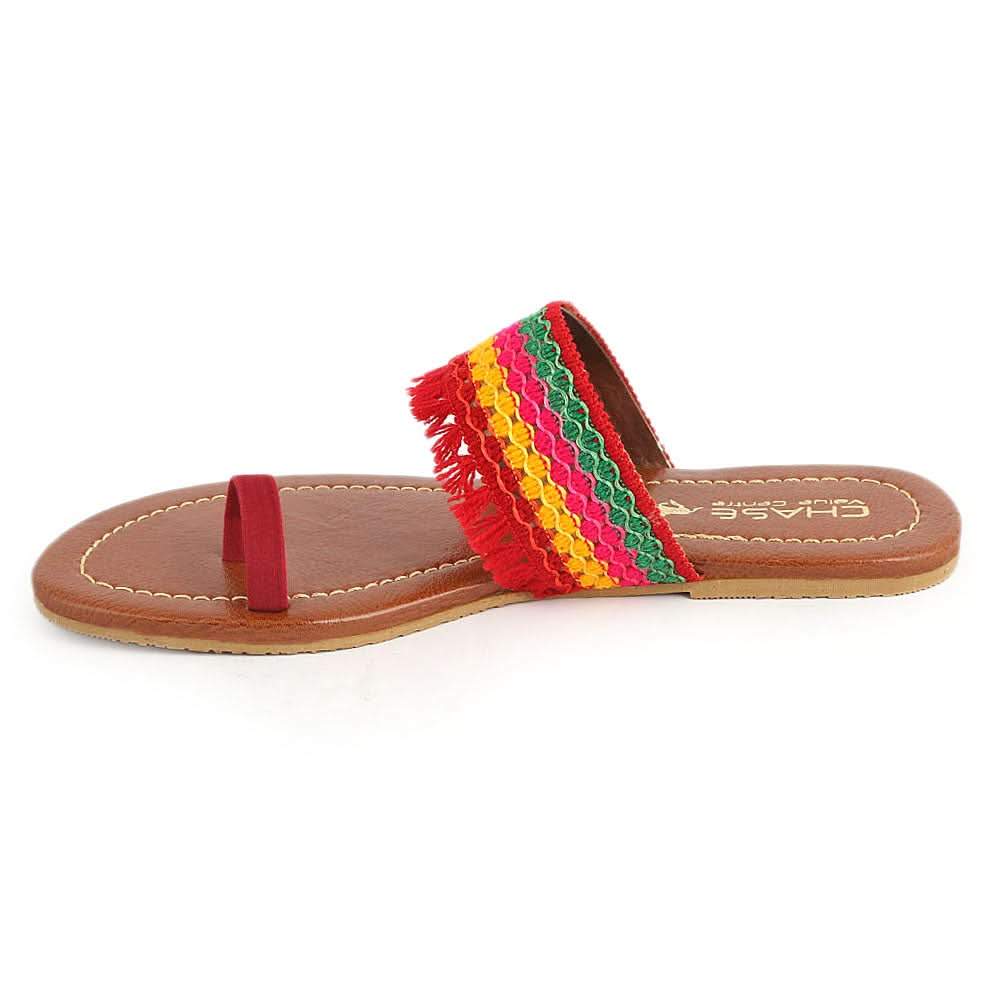 Women's Embroidery Slipper (SA-011) - Maroon - test-store-for-chase-value