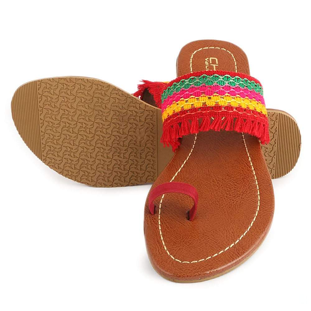 Women's Embroidery Slipper (SA-011) - Maroon - test-store-for-chase-value