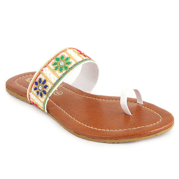Women's Embroidery Slipper (SA-012) - White - test-store-for-chase-value