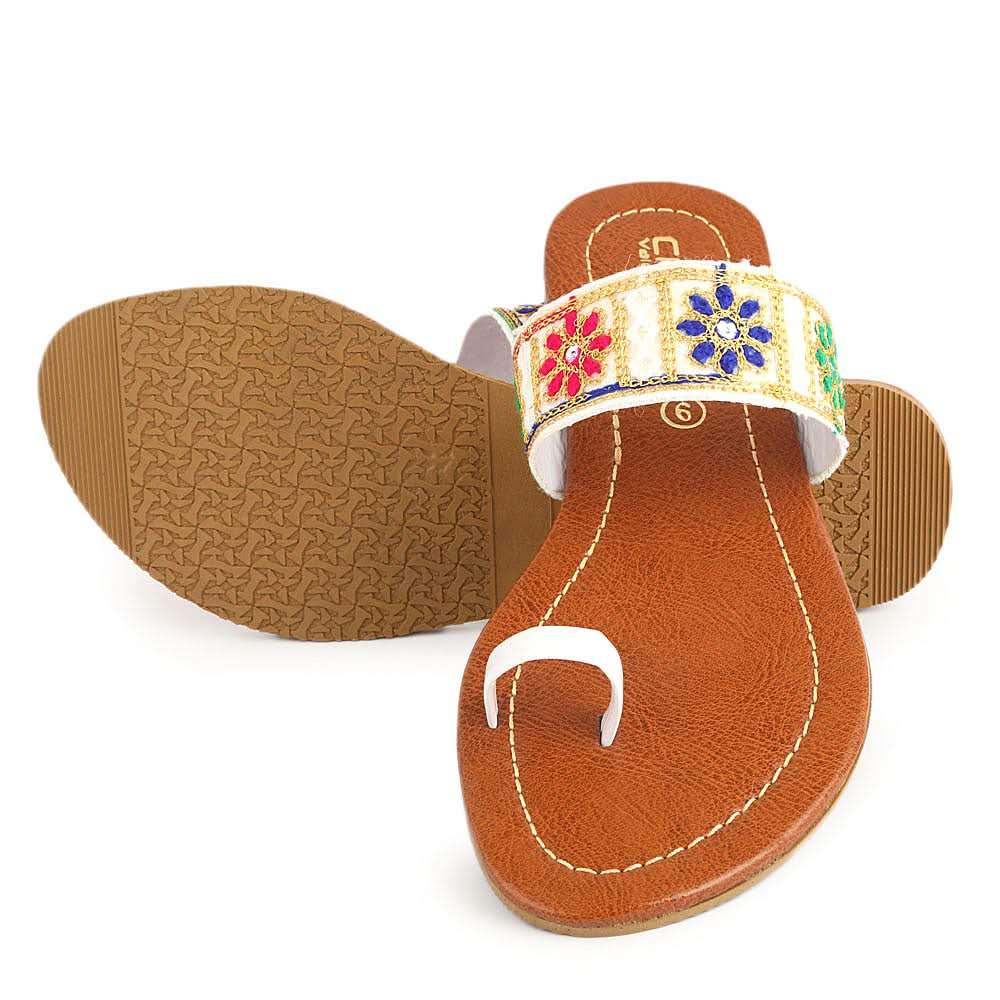 Women's Embroidery Slipper (SA-012) - White - test-store-for-chase-value