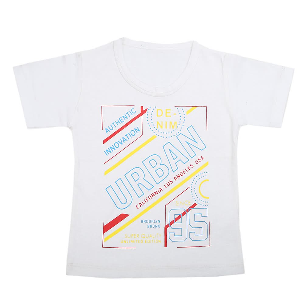 Boys Half Sleeves T-Shirt  - White, Kids, Boys T-Shirts, Chase Value, Chase Value