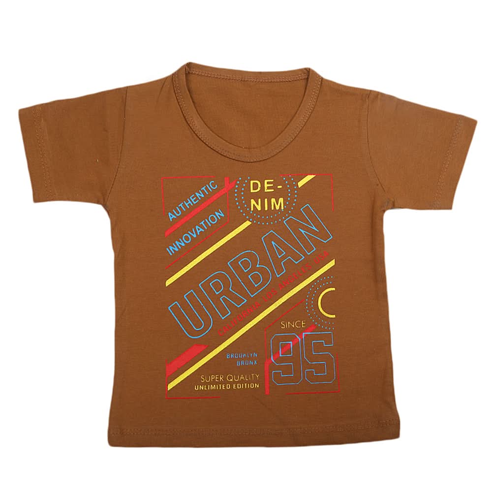 Boys Half Sleeves T-Shirt  - Brown, Kids, Boys T-Shirts, Chase Value, Chase Value