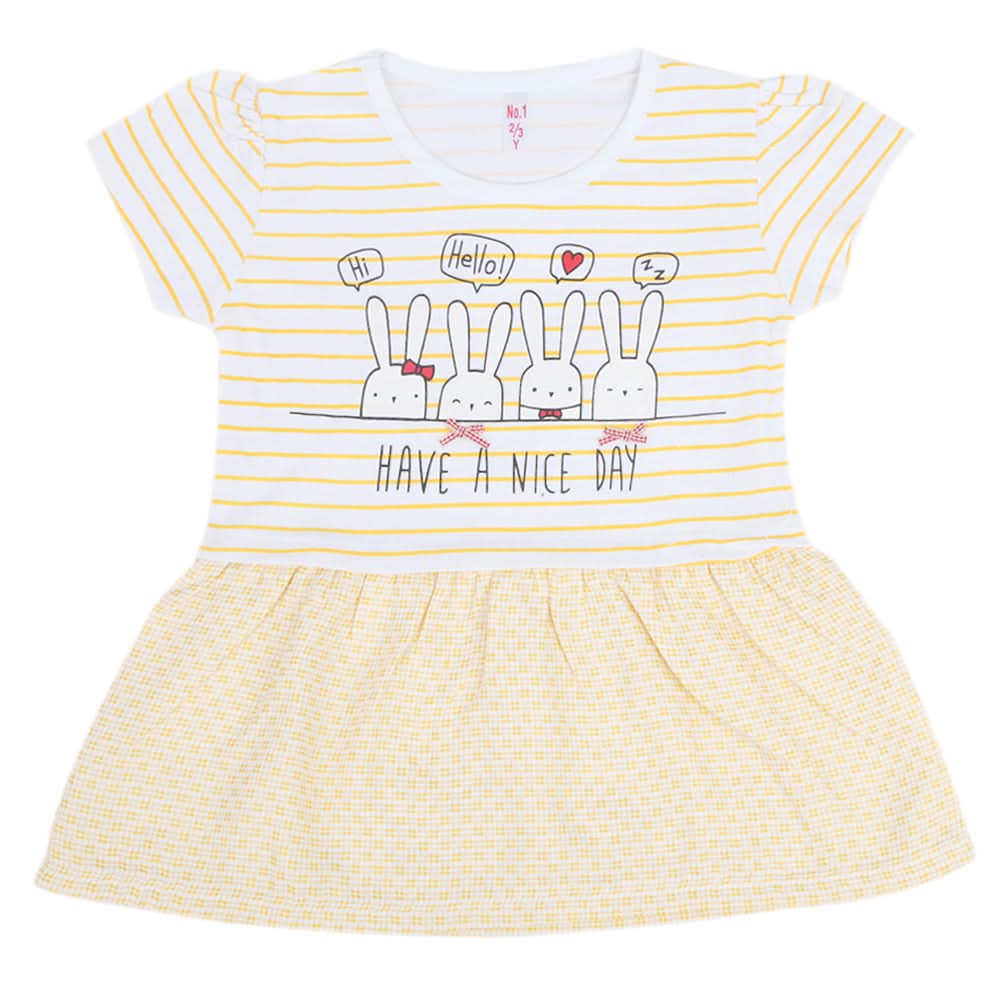 Girls Half Sleeves T-Shirt - Yellow, Kids, Girls T-Shirts, Chase Value, Chase Value