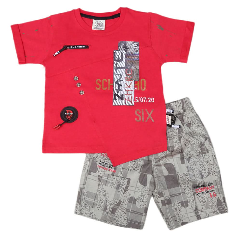 Boys Half Sleeves Suit 6B-43 - Red, Kids, Boys Sets And Suits, Chase Value, Chase Value