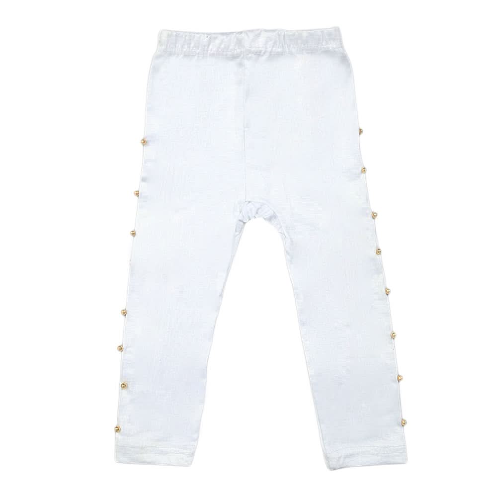 Girls Viscose Stone Tight - White, Kids, Tights Leggings And Pajama, Chase Value, Chase Value