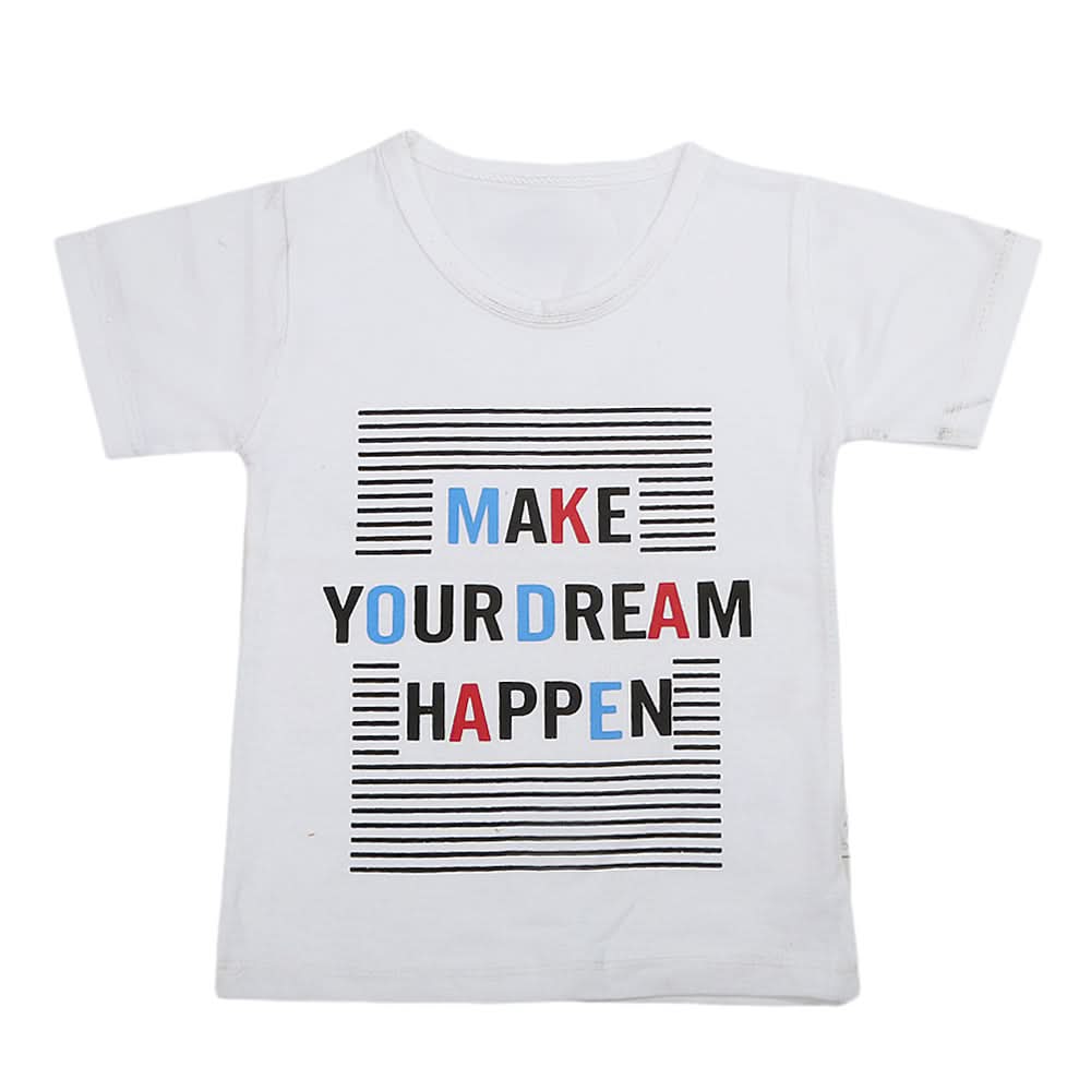 Boys Half Sleeves T-Shirt  - White, Kids, Boys T-Shirts, Chase Value, Chase Value