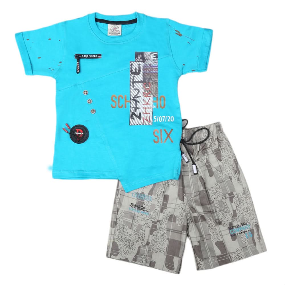 Boys Half Sleeves Suit 6B-43 - Blue, Kids, Boys Sets And Suits, Chase Value, Chase Value
