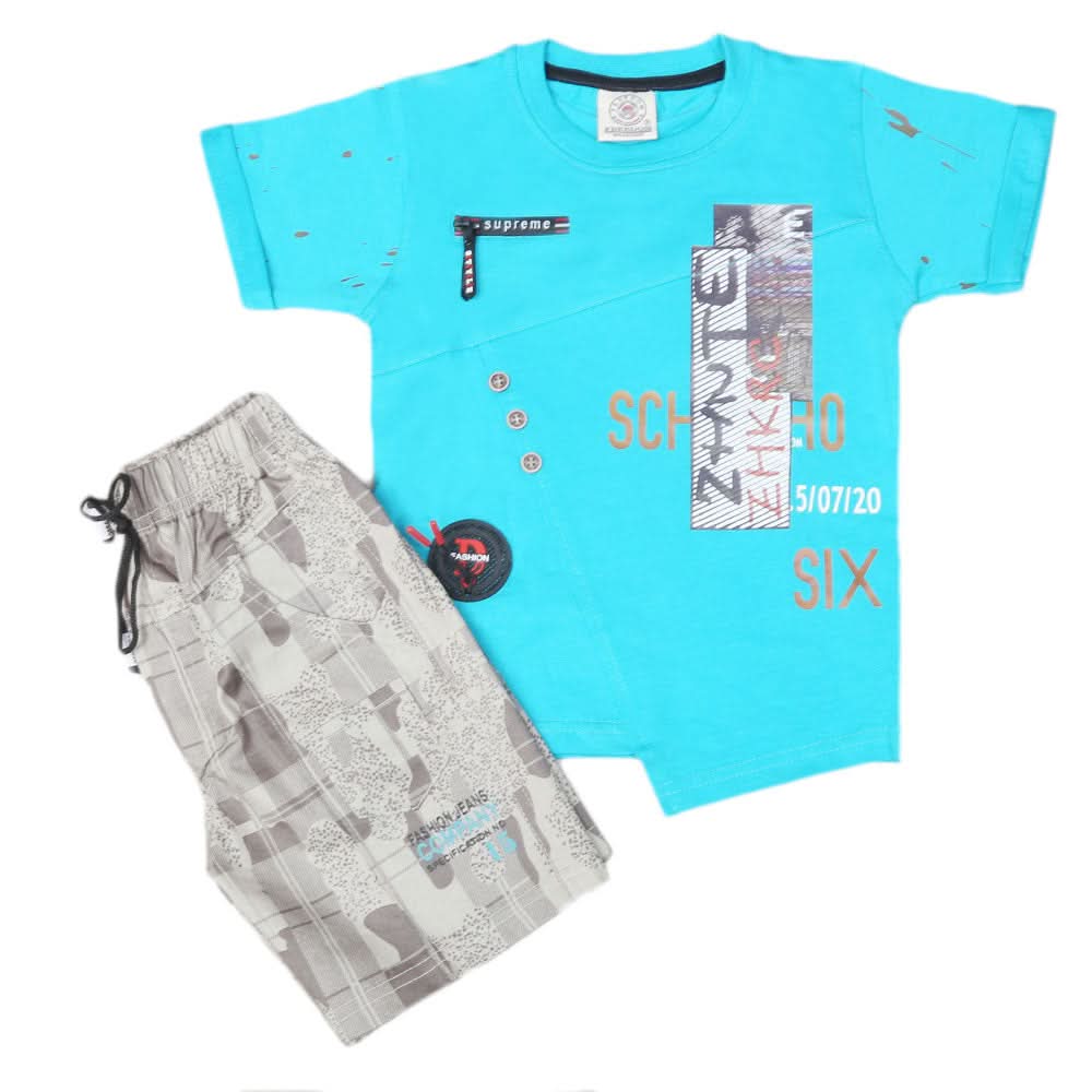 Boys Half Sleeves Suit 6B-43 - Blue, Kids, Boys Sets And Suits, Chase Value, Chase Value
