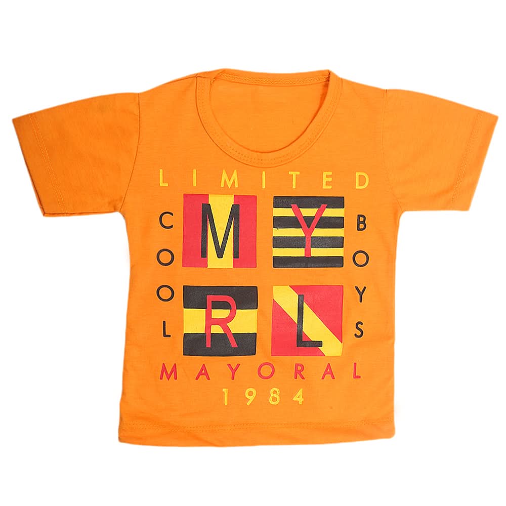 Boys Half Sleeves T-Shirt  - Orange, Kids, Boys T-Shirts, Chase Value, Chase Value