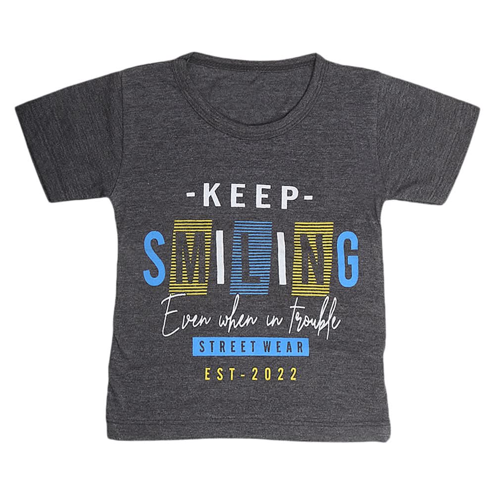 Boys Half Sleeves T-Shirt  - Dark Grey, Kids, Boys T-Shirts, Chase Value, Chase Value