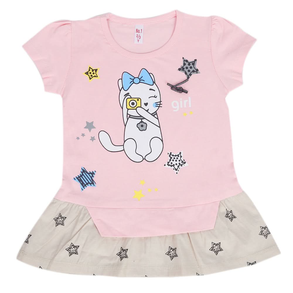 Girls Half Sleeves T-Shirt - Pink, Kids, Girls T-Shirts, Chase Value, Chase Value