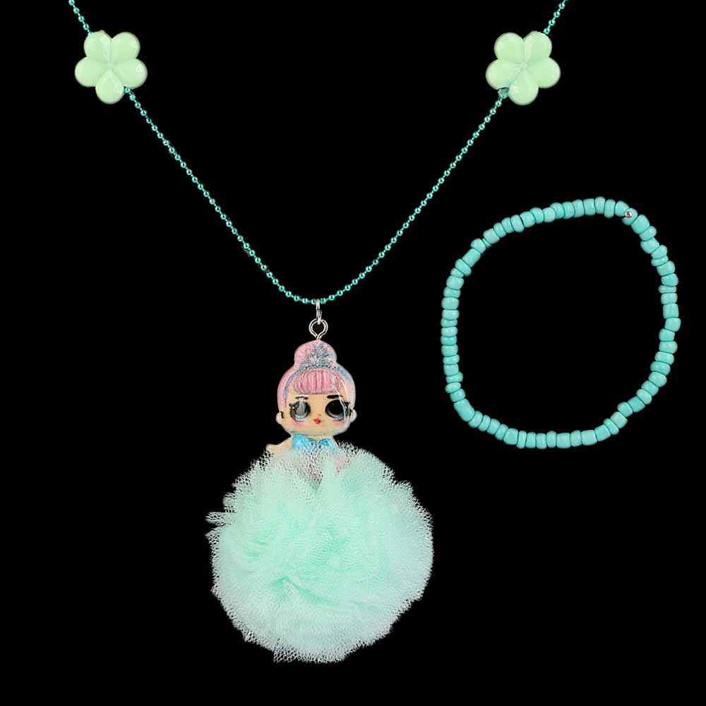 Girls Locket & Bracelet Set - Cyan, Kids, Jewellery Sets, Chase Value, Chase Value