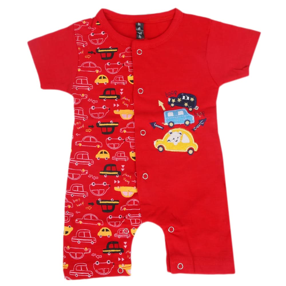 Newborn Boys Half Sleeves Romper - Red, Kids, NB Boys Rompers, Chase Value, Chase Value