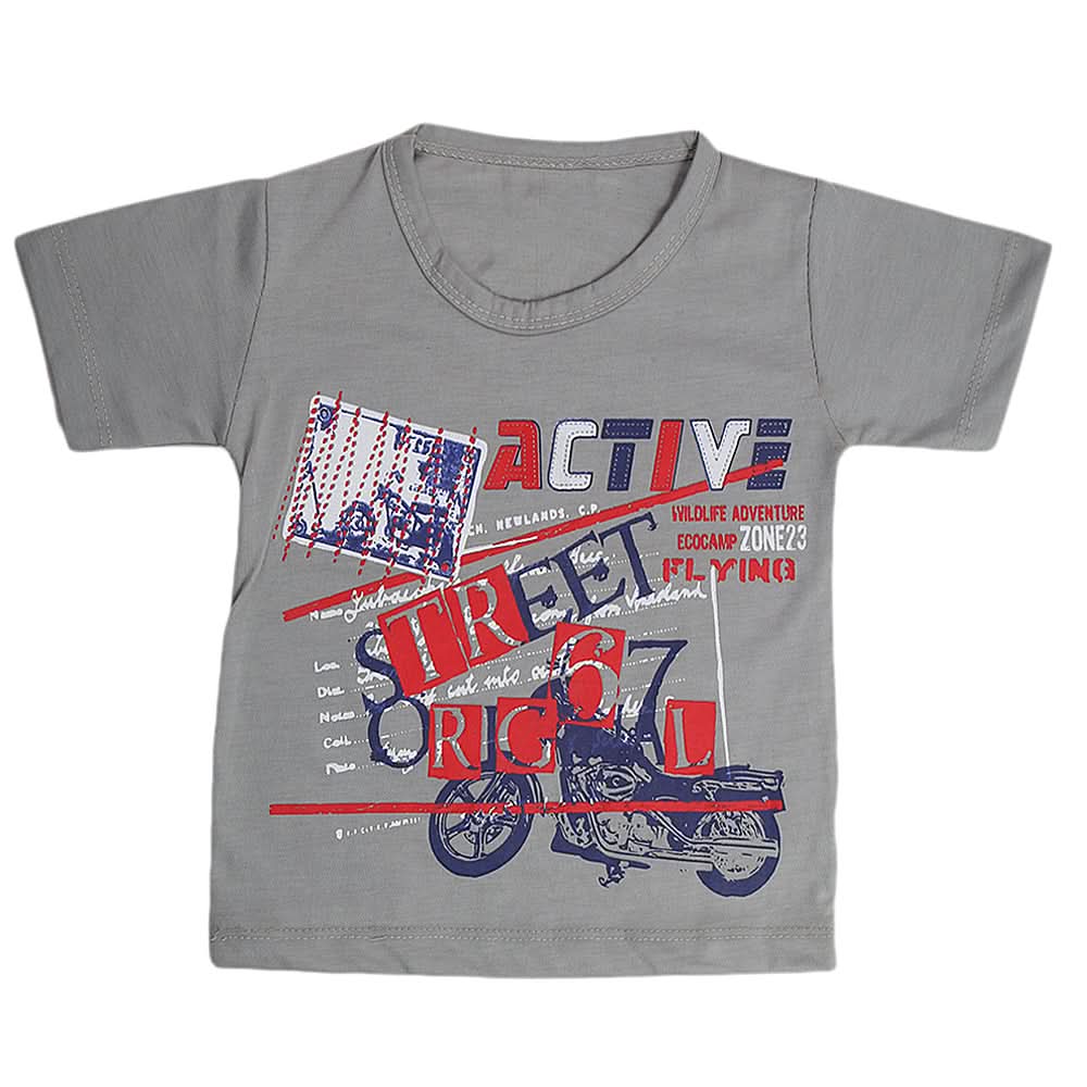 Boys Half Sleeves T-Shirt  - Light Grey, Kids, Boys T-Shirts, Chase Value, Chase Value