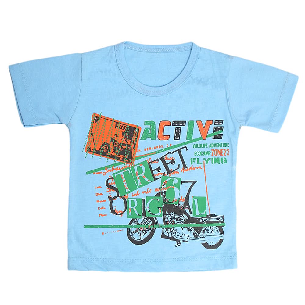 Boys Half Sleeves T-Shirt  - Light Blue, Kids, Boys T-Shirts, Chase Value, Chase Value