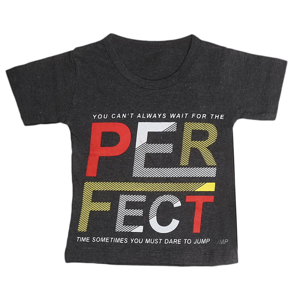 Boys Half Sleeves T-Shirt  - Dark Grey, Kids, Boys T-Shirts, Chase Value, Chase Value
