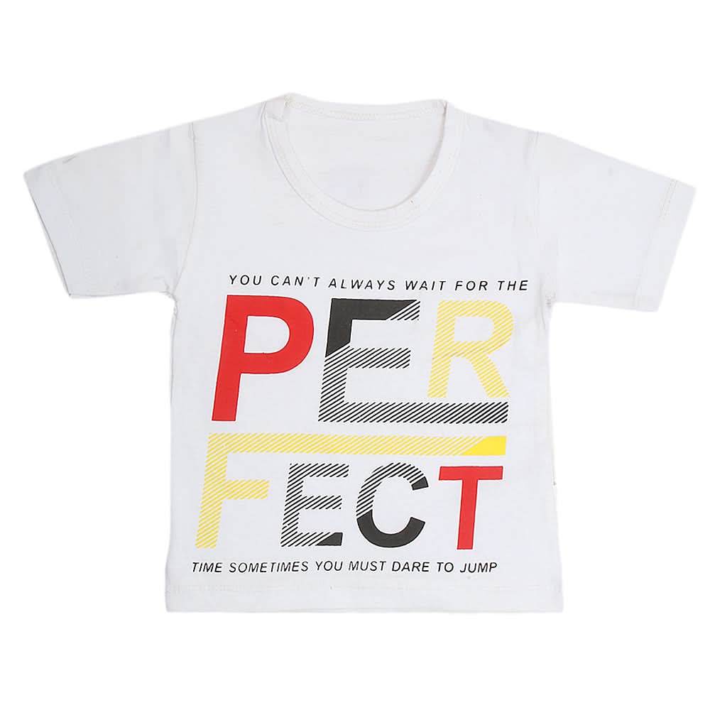 Boys Half Sleeves T-Shirt  - White, Kids, Boys T-Shirts, Chase Value, Chase Value