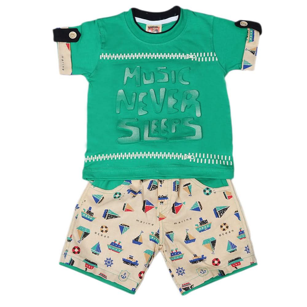Boys Half Sleeves Suit 6B - 41 - Green, Kids, Boys Sets And Suits, Chase Value, Chase Value