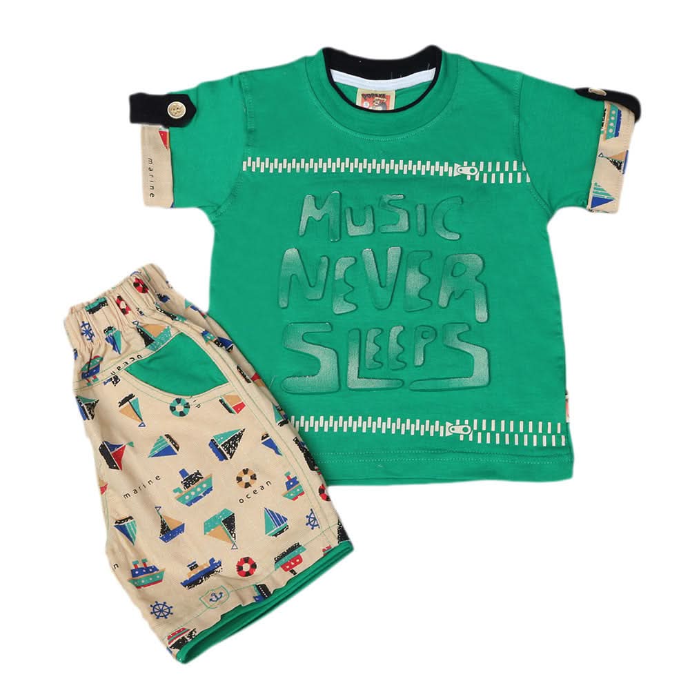 Boys Half Sleeves Suit 6B - 41 - Green, Kids, Boys Sets And Suits, Chase Value, Chase Value
