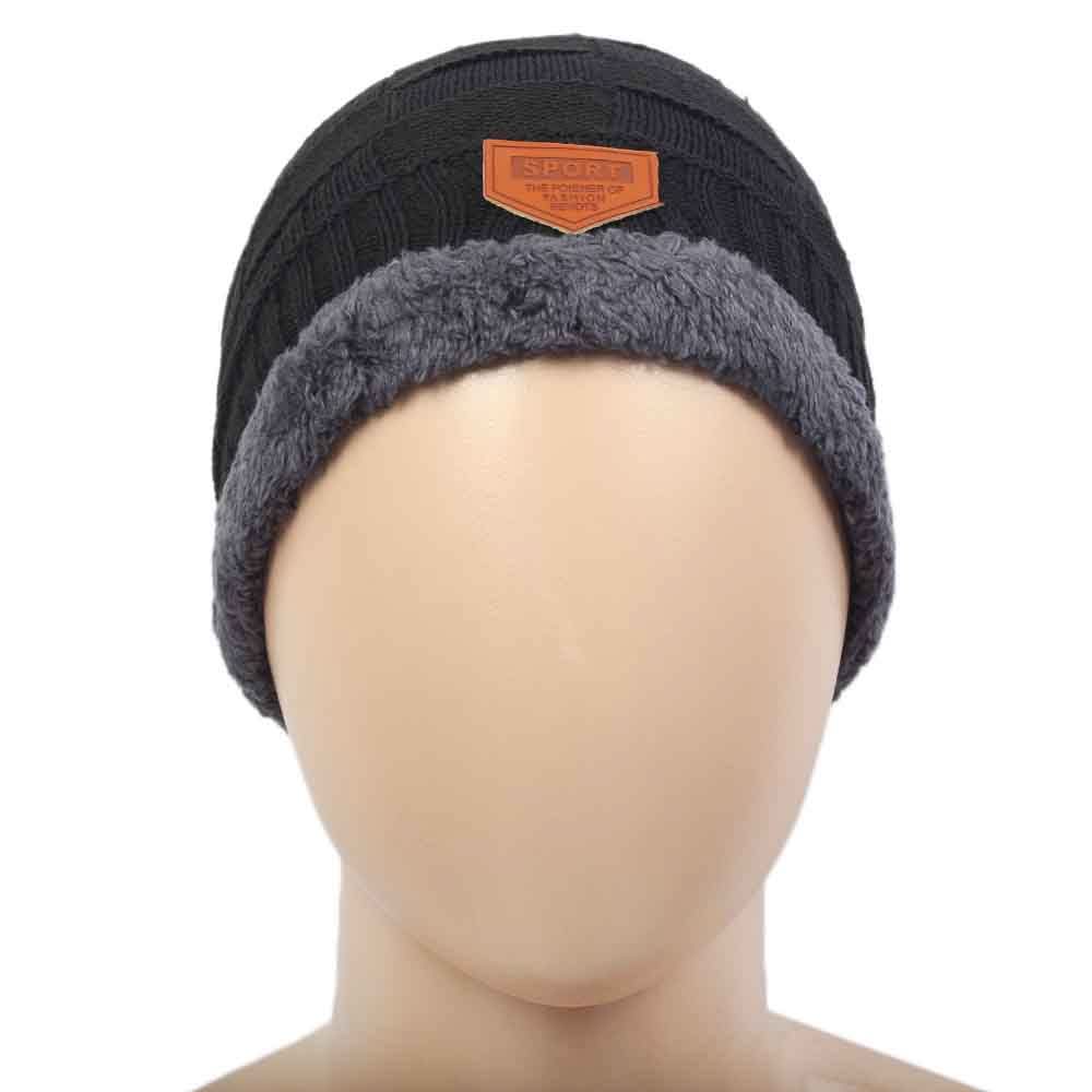 Men's Woolen Cap - Black, Men's Caps & Hats, Chase Value, Chase Value