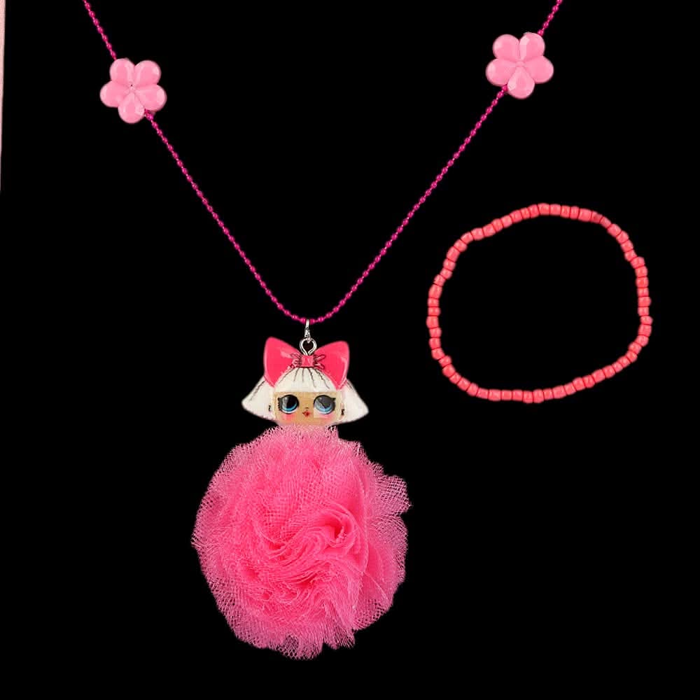 Girls Locket & Bracelet Set - Dark Pink, Kids, Jewellery Sets, Chase Value, Chase Value