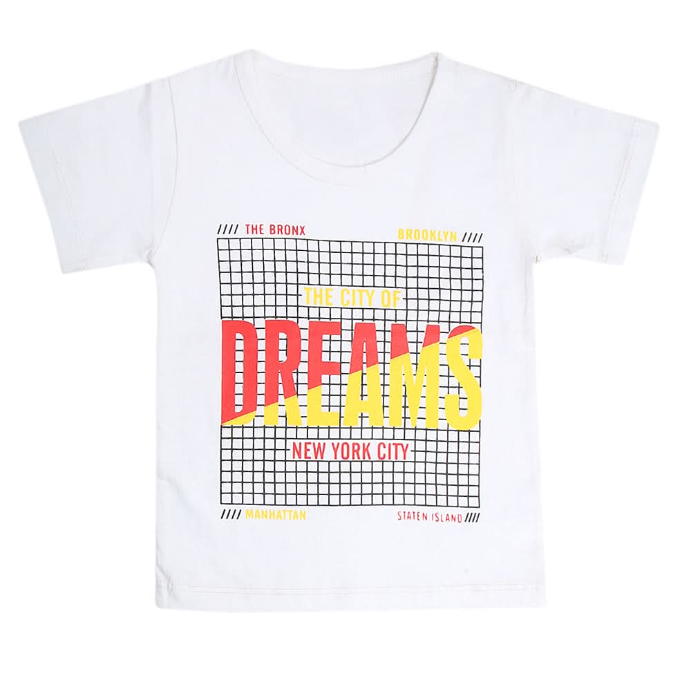 Boys Half Sleeves T-Shirt  - White, Kids, Boys T-Shirts, Chase Value, Chase Value
