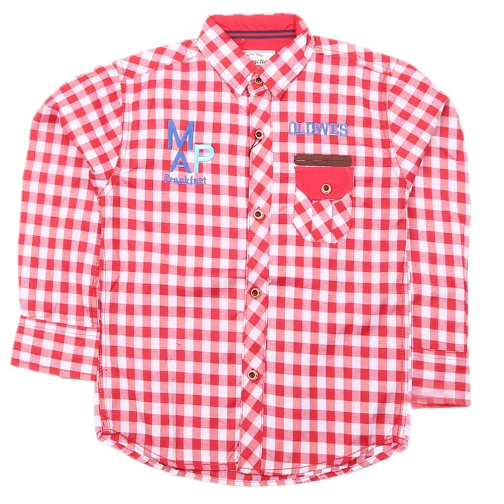 Boys Full Sleeves Casual Shirt - Red, Kids, Boys Shirts, Chase Value, Chase Value