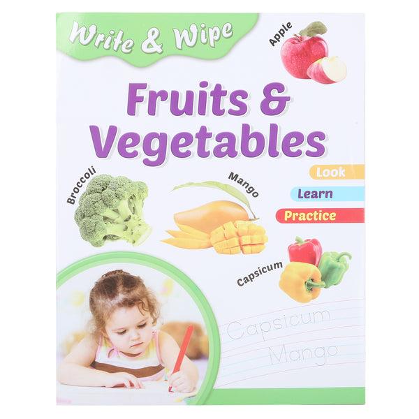 Write & Wipe - Fruits & Vegetables, Kids, Kids Educational Books, 3 to 6 Years, Chase Value