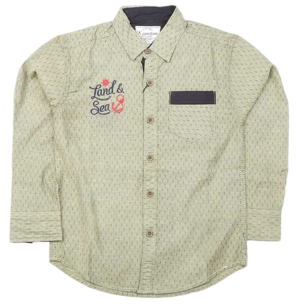 Boys Full Sleeves Casual Shirt - Green, Kids, Boys Shirts, Chase Value, Chase Value