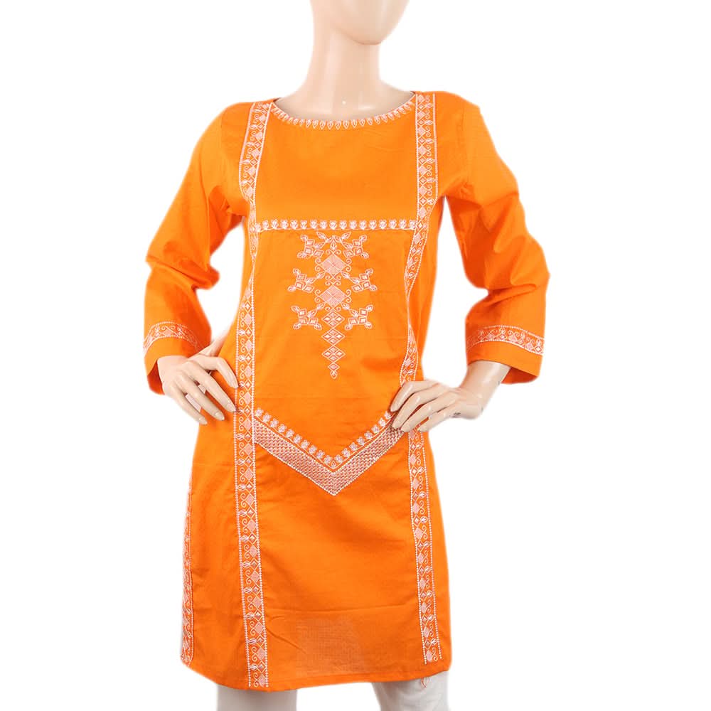 Women's Embroidered Kurti - Orange, Women, Ready Kurtis, Chase Value, Chase Value