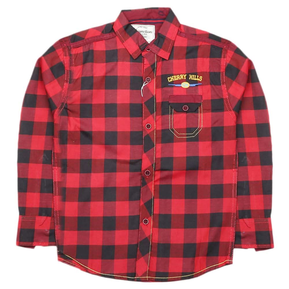 Boys Full Sleeves Casual Shirt - Red, Kids, Boys Shirts, Chase Value, Chase Value