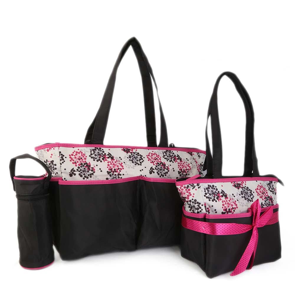 NewBorn Baby Bag 2 Pcs - Black Pink, Kids, Maternity Bag (Diaper Bag), Chase Value, Chase Value
