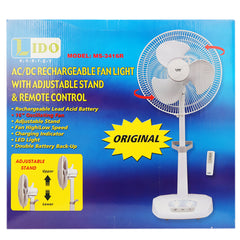 Lido Rechargeable Fan With Remote 16" - Ms-3416, Home & Lifestyle, Charging Fans, Chase Value, Chase Value