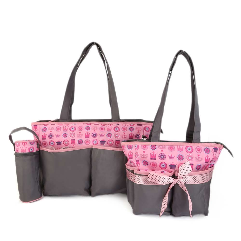 NewBorn Baby Bag 2 Pcs - Grey Pink, Kids, Maternity Bag (Diaper Bag), Chase Value, Chase Value