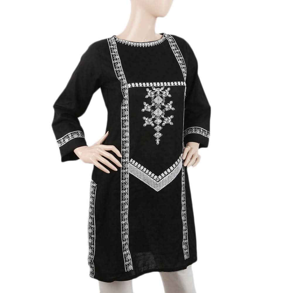 Women's Embroidered Kurti - Black, Women, Ready Kurtis, Chase Value, Chase Value