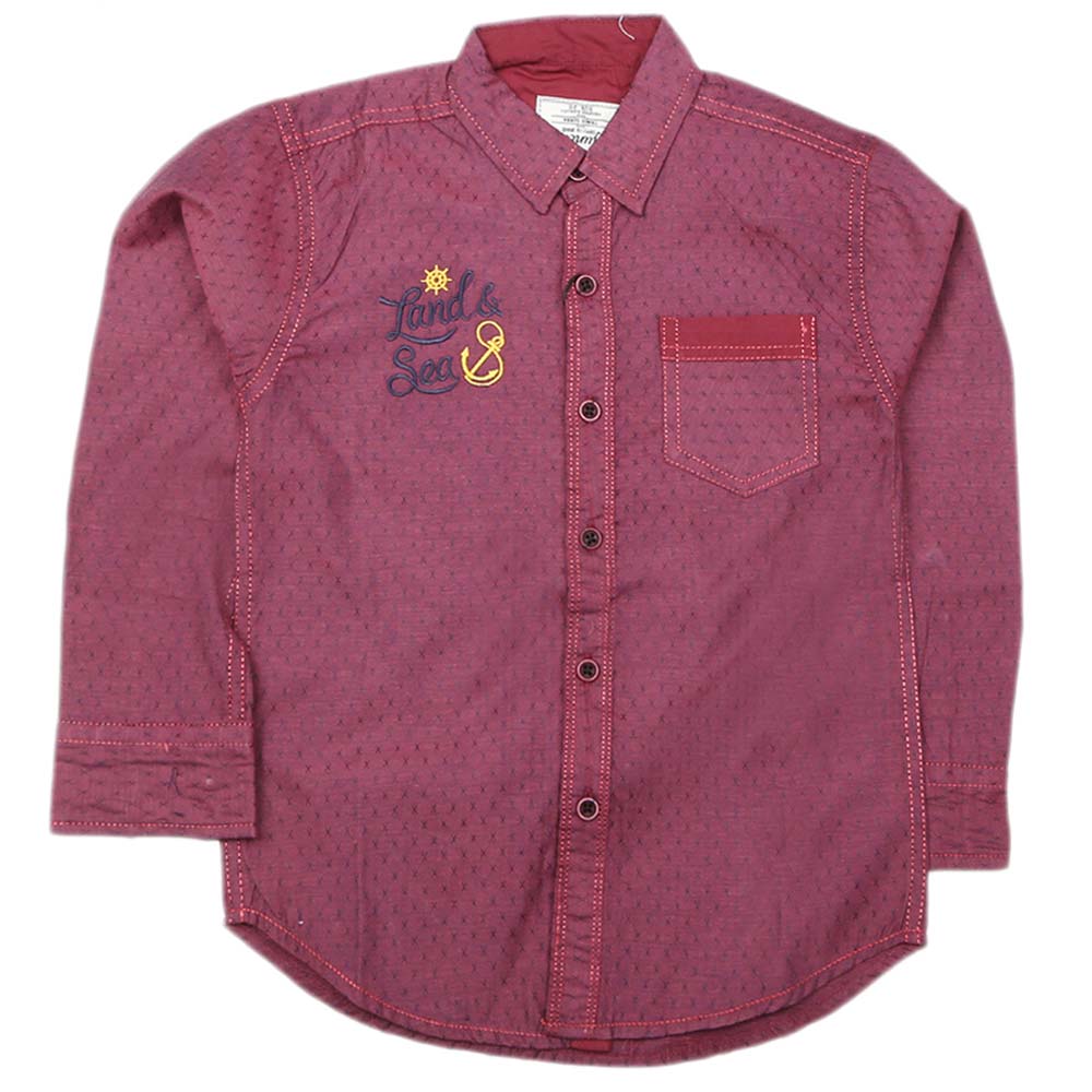 Boys Full Sleeves Casual Shirt - Maroon, Kids, Boys Shirts, Chase Value, Chase Value