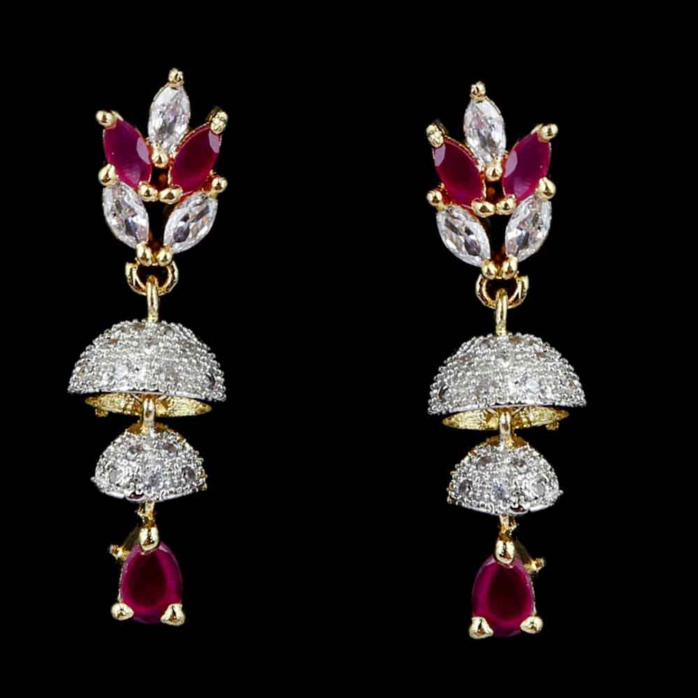 Women's Jhumki - Golden & Red, Women, Earrings & Tops, Chase Value, Chase Value