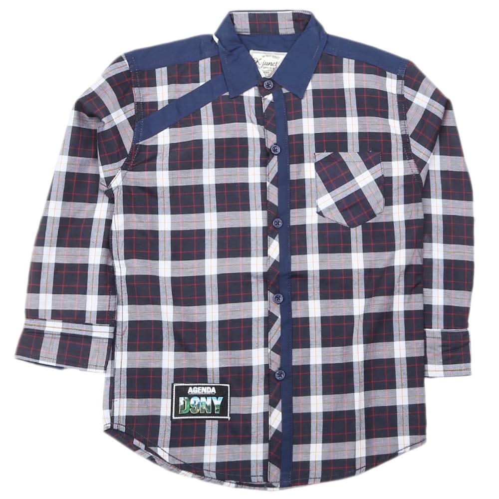Boys Full Sleeves Casual Shirt - Navy Blue, Kids, Boys Shirts, Chase Value, Chase Value