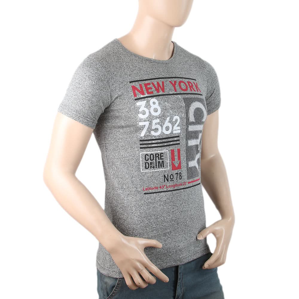 Mens Half Sleeves Printed T-Shirt - Grey, Men, T-Shirts And Polos, Chase Value, Chase Value