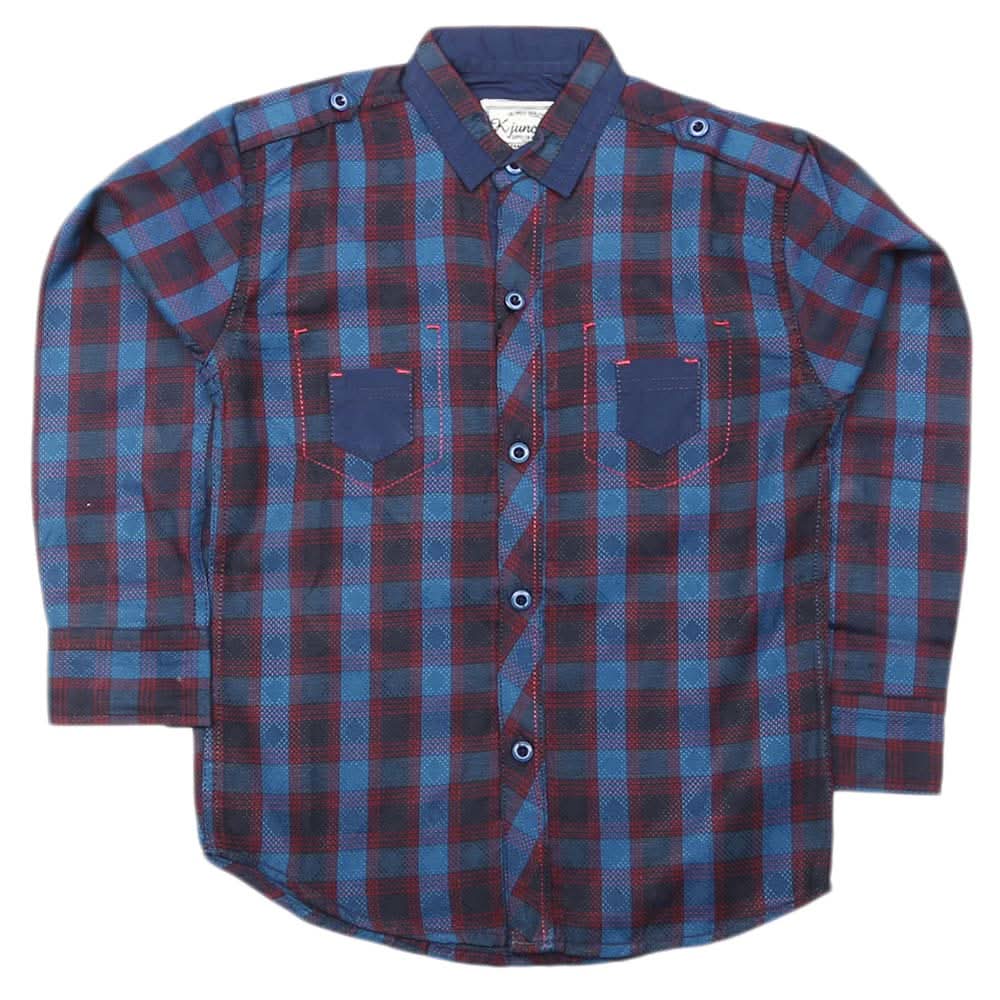 Boys Full Sleeves Casual Shirt - Steel Blue, Kids, Boys Shirts, Chase Value, Chase Value